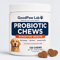 GoodPaw Lab Probiotic Chews with brown heart-shaped chews